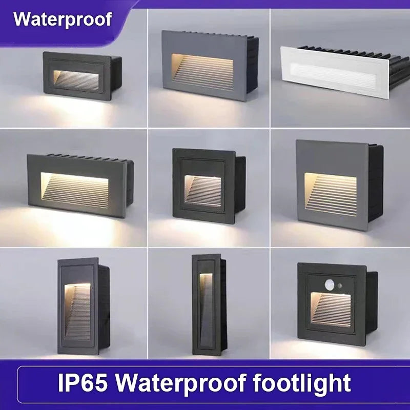 DecorBites™ Applique murale LED encastrée pour marches et escaliers extérieurs, Lampe murale encastrée étanche IP65