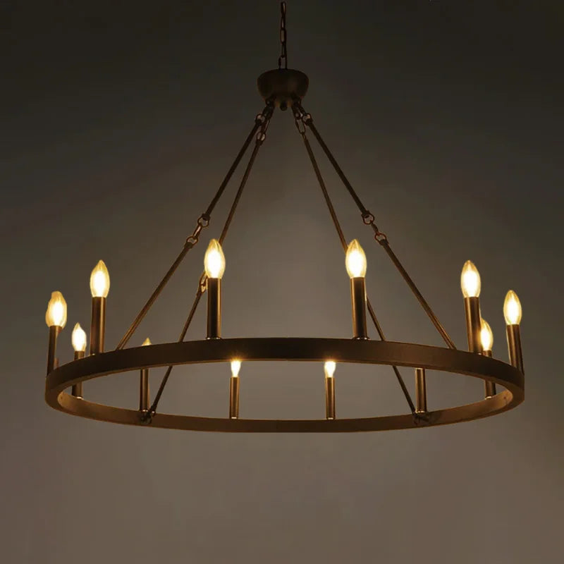 DecorBites™ Iron Round LED Pendant Chandelier for Living, Cafe, Restaurant décor
