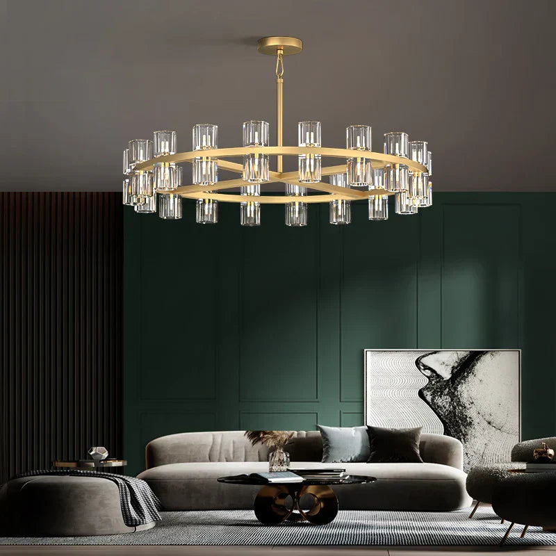 DecorBites™ Crystal Black Gold Luxury LED Hanging Pendant Light for Living Room