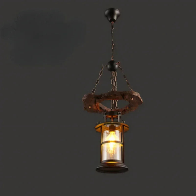 DecorBites™ Iron Wheel LED Pendant Lights - Industrial Metallic Lustre Hanging Lamps