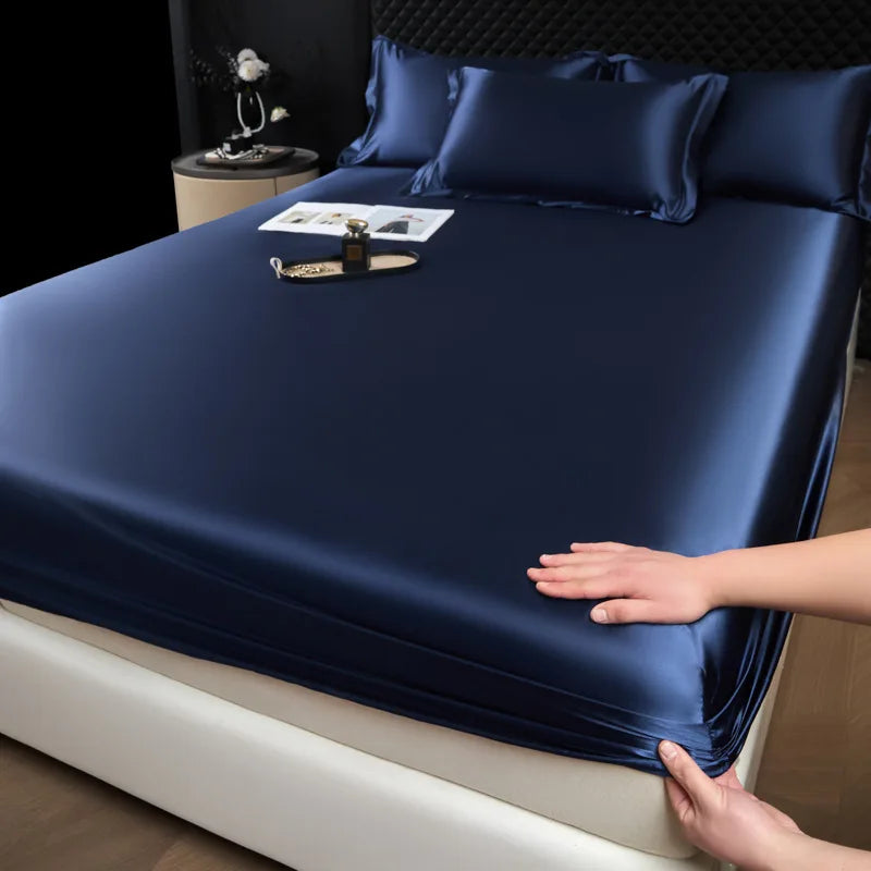 DecorBites™ 100% Mulberry Silk Fitted Sheet Set with Pillowcase - Luxury Solid Color Silk Bed Linen