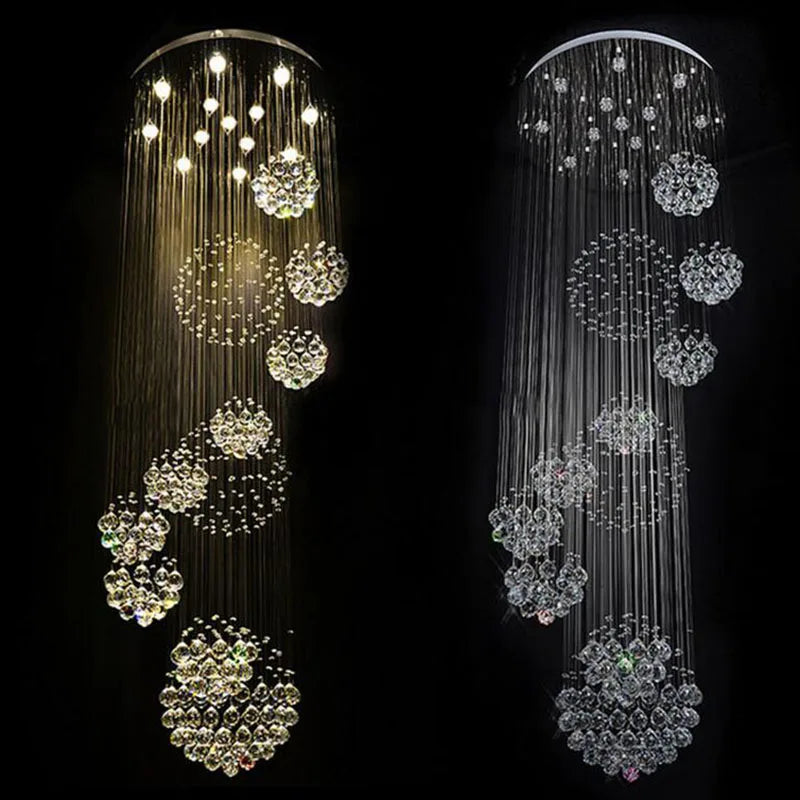 DecorBites™ Crystal LED Chandelier for Large Villa Ceiling Lights & Elegant Home Decor