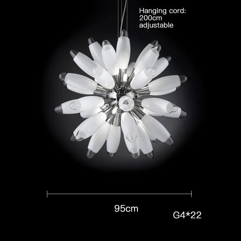 ثريا جلوب كبيرة DecorBites™ LED مع عاكسات إضاءة زجاجية - هيكل كروم أو ذهبي