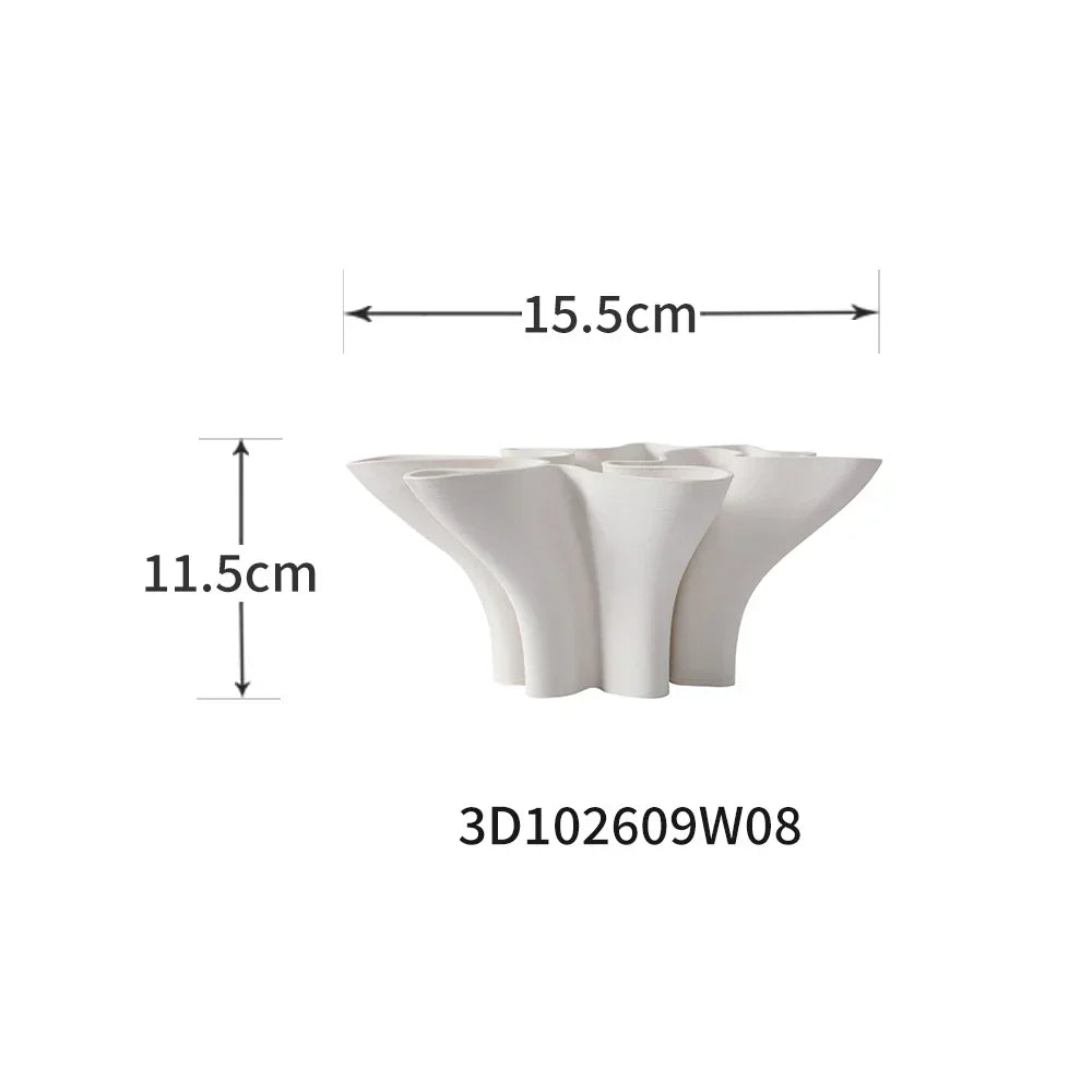 DecorBites™ Geometric Fold Ceramic Vase: Abstract Handicraft Sculpture for Home Decoration