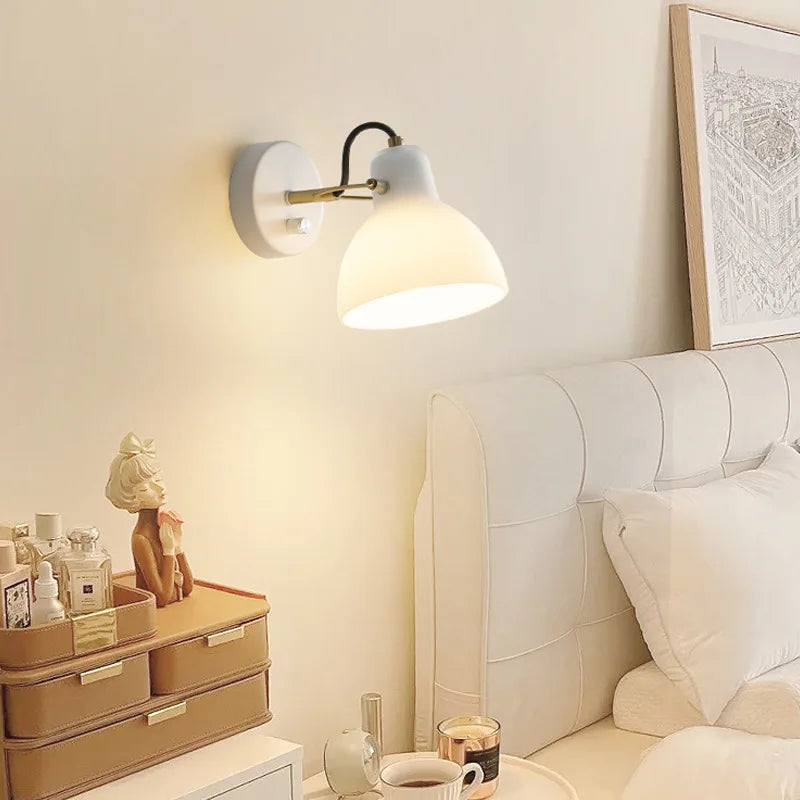 DecorBites™ مصباح جداري LED زجاجي أبيض على الطراز الياباني بإضاءة قابلة للتعديل