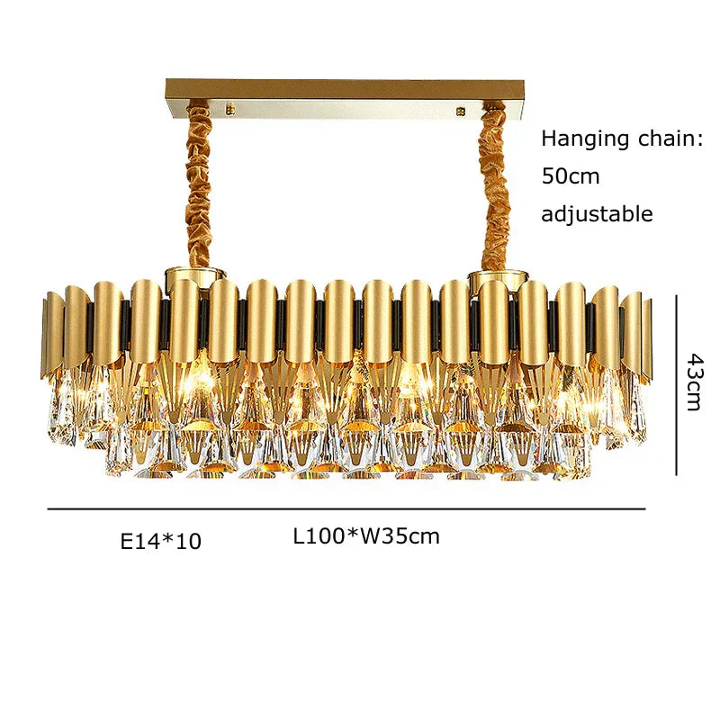 مصابيح ثريا كريستال ذهبية DecorBites™ LED كلاسيكية نورديك لغرفة المعيشة لامباراس