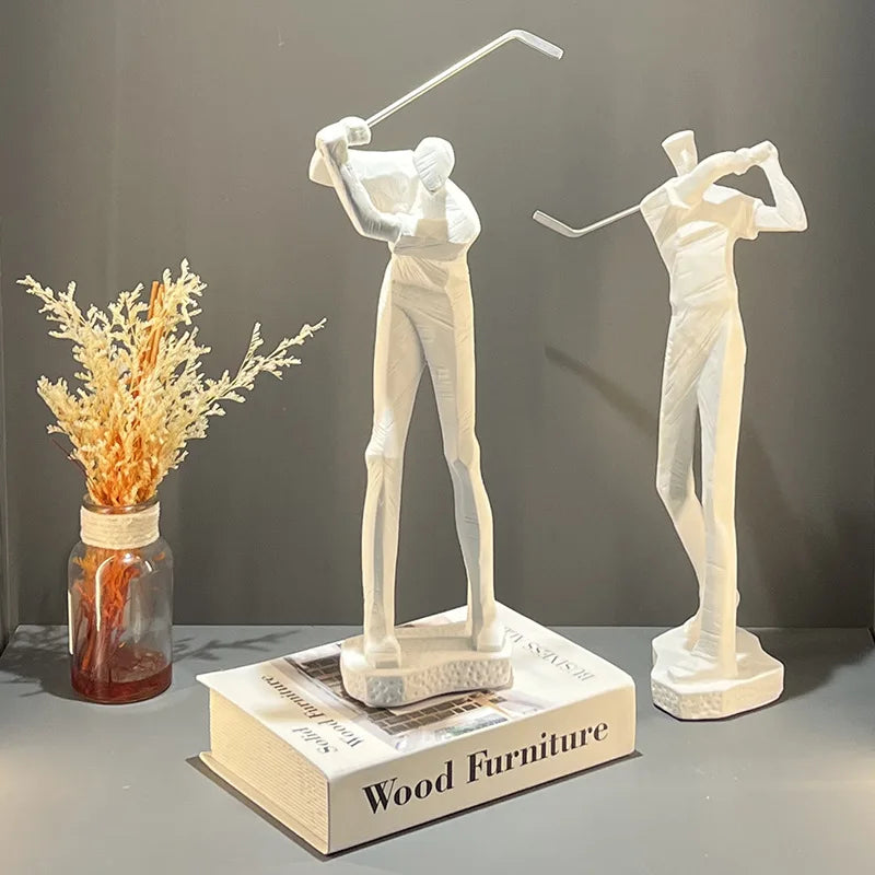 DecorBites™ Golf Player Sculpture Abstract Human Body Figure Statue Resin Decor Figurine
