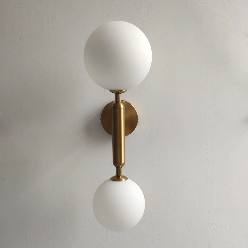 DecorBites™ Golden LED Wall Sconce with Milky Glass Ball, 2 G4 Bulbs