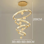 Modern Crystal Ring Staircase Chandelier Pendant Light