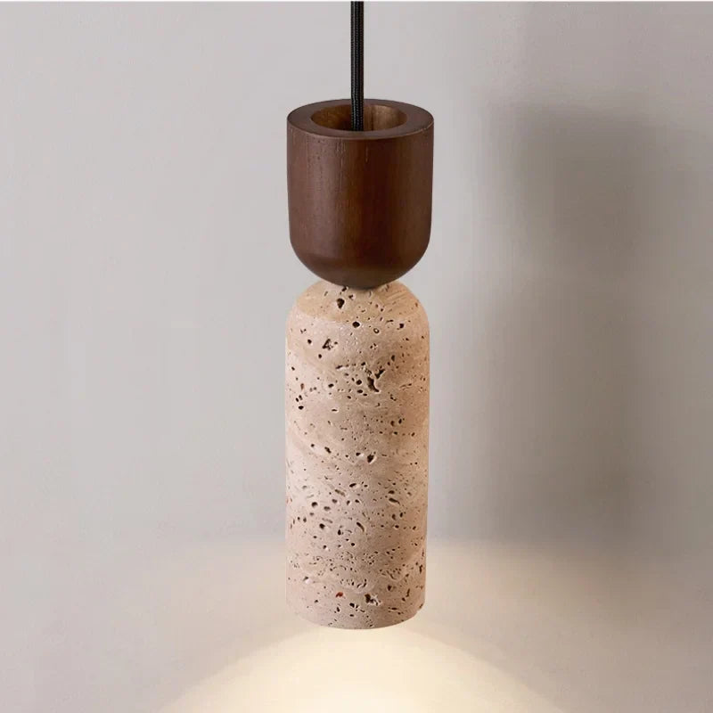 DecorBites™ LED Wall Lamp Pull Chain Switch Wood Nordic Modern Yellow Travertine Mirror Light