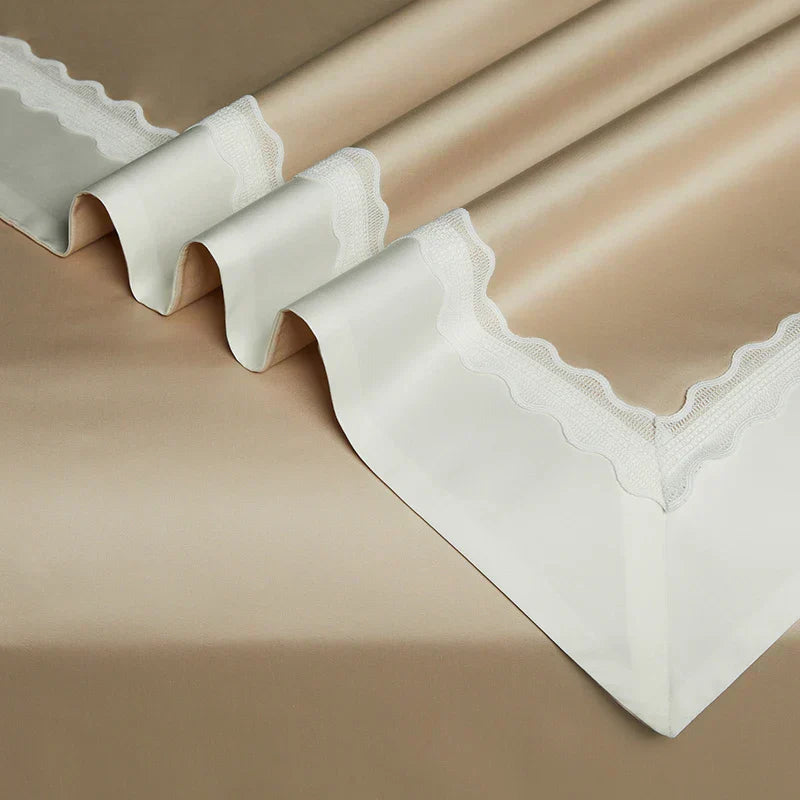 طقم مفروشات دانتيل مرقع من DecorBites™: غطاء لحاف، ملاءة، أغطية وسائد من القطن المصري 1200TC