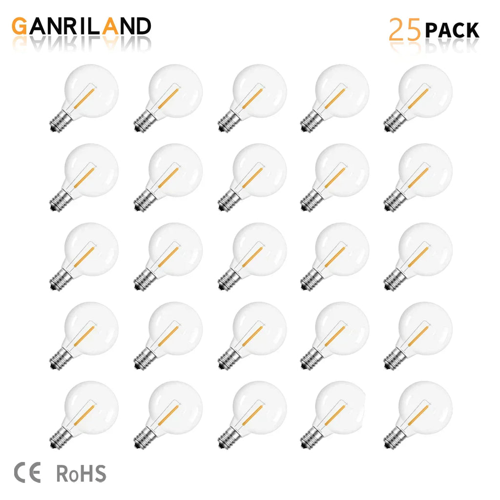DecorBites™ G40 1W PET LED Bulbs - E12 Screw Base Shatterproof Globe Bulbs - Outdoor String Lights