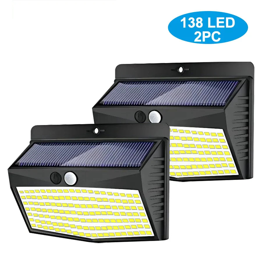 DecorBites™ 138 LED Solar Wall Lamp Security Motion Sensor 3 Modes Fence Yard Deck