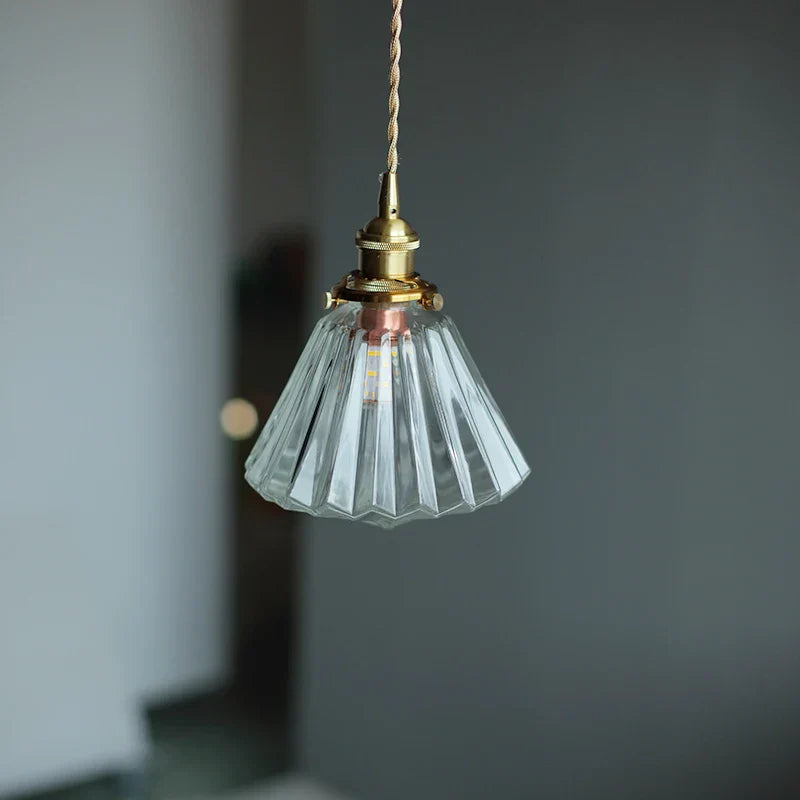 مصباح قلادة LED نحاسي زجاجي شفاف من DecorBites™ لديكور المنزل والإضاءة