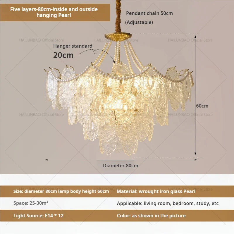 DecorBites™ Cream Crystal Chandelier: French Light Luxury for Living Room, Bedroom, Dining Room