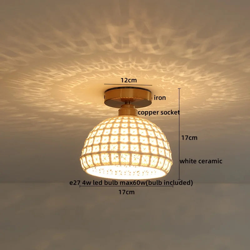 DecorBites™ Copper Wood LED Ceiling Lamp Ceramic Modern Ceiling Lights for Home Decor