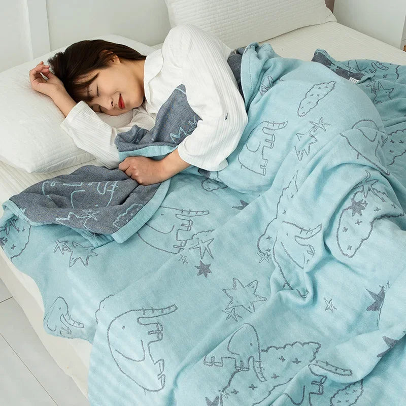 DecorBites™ Cotton Gauze Boho Throw Blanket - Cozy Bedspread & Sofa Cover