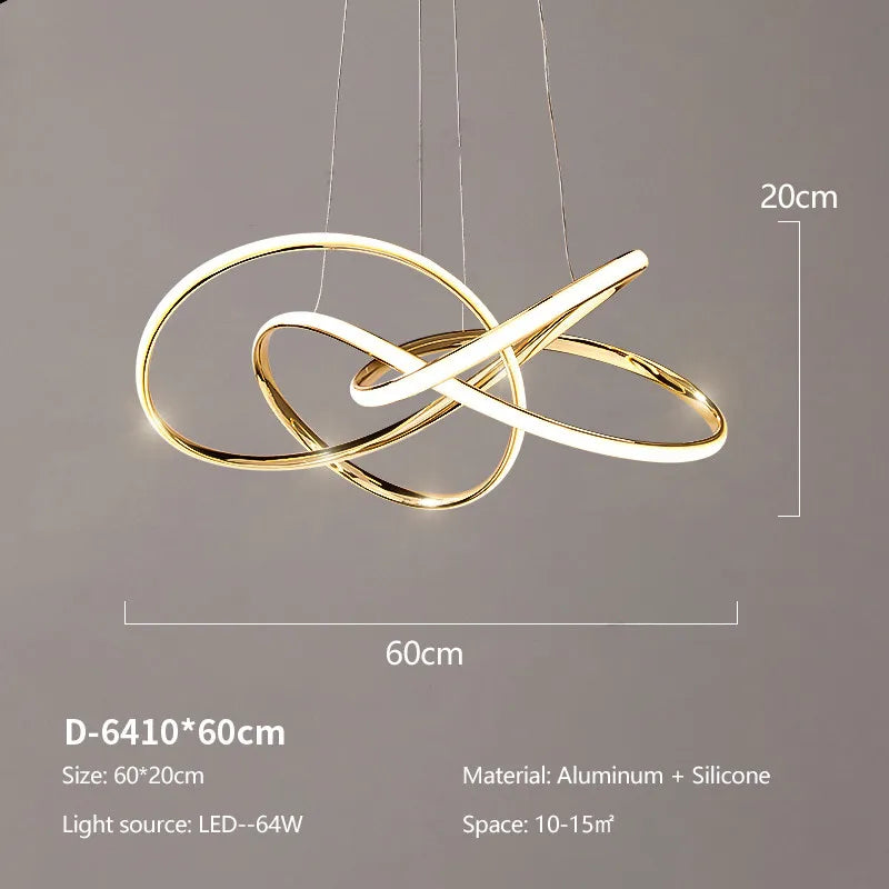 DecorBites™ Geometric Line LED Chandelier for Modern Home Deco, Living Room, Dining, Bar & Shop