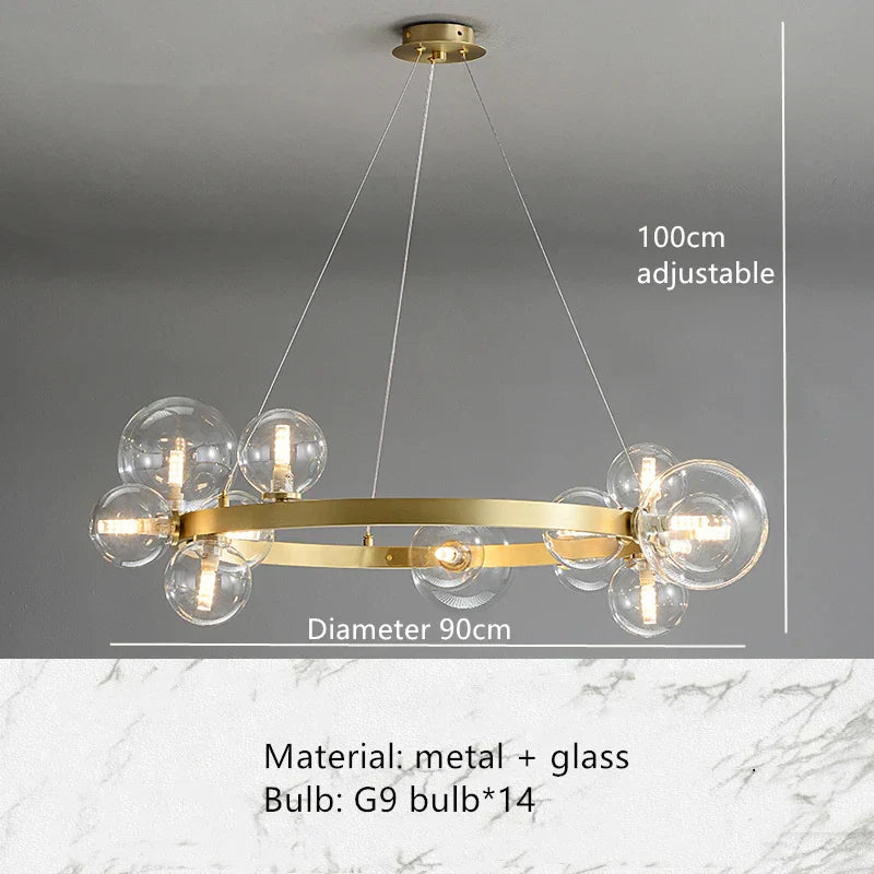 DecorBites™ Clear Glass Bubble Chandelier LED Hanglamp G9 Loft Deco Lighting
