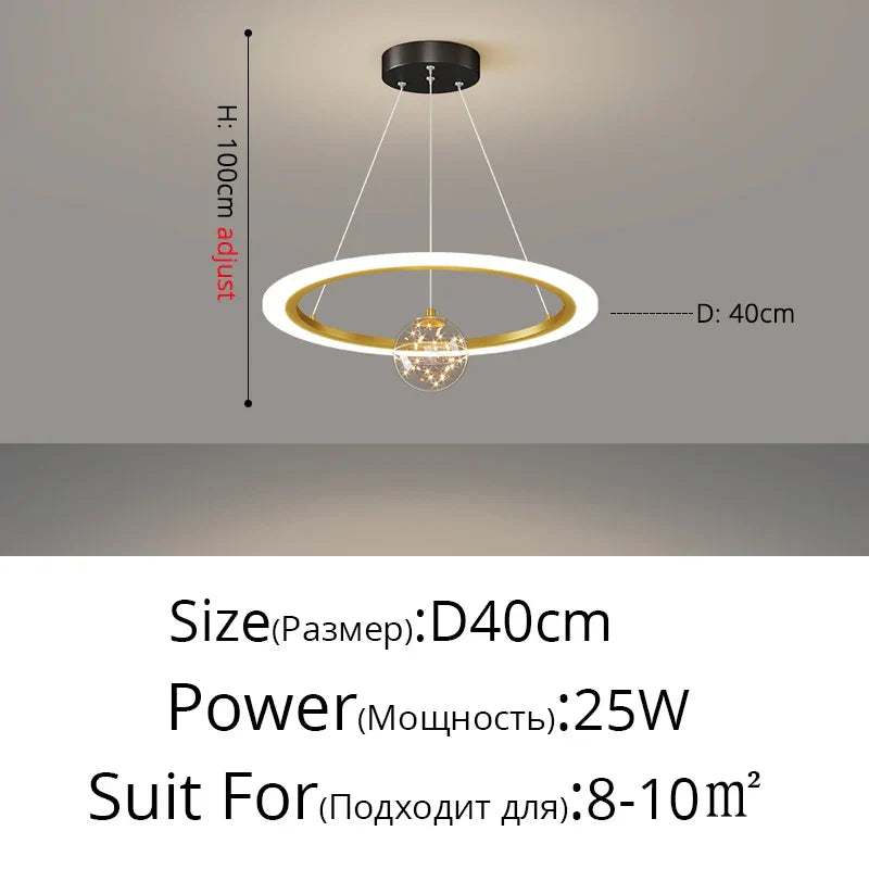 DecorBites™ Circle Ring Pendant Chandelier for Living Room Bedroom Restaurant Ceiling Lighting