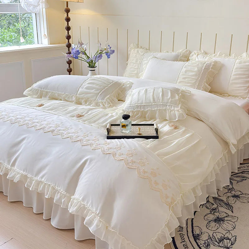 طقم مفروشات أميرة الدانتيل من DecorBites™ لسرير فردي أو مزدوج لجميع الفصول