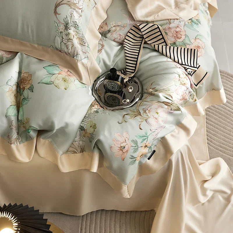 DecorBites™ Eucalyptus Fiber Bedding Set: Duvet Cover, Bed Sheet, Fitted Sheet, Pillowcases