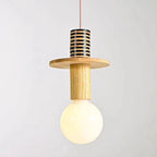 Nordic Wood Pendant Light With Iron Accent