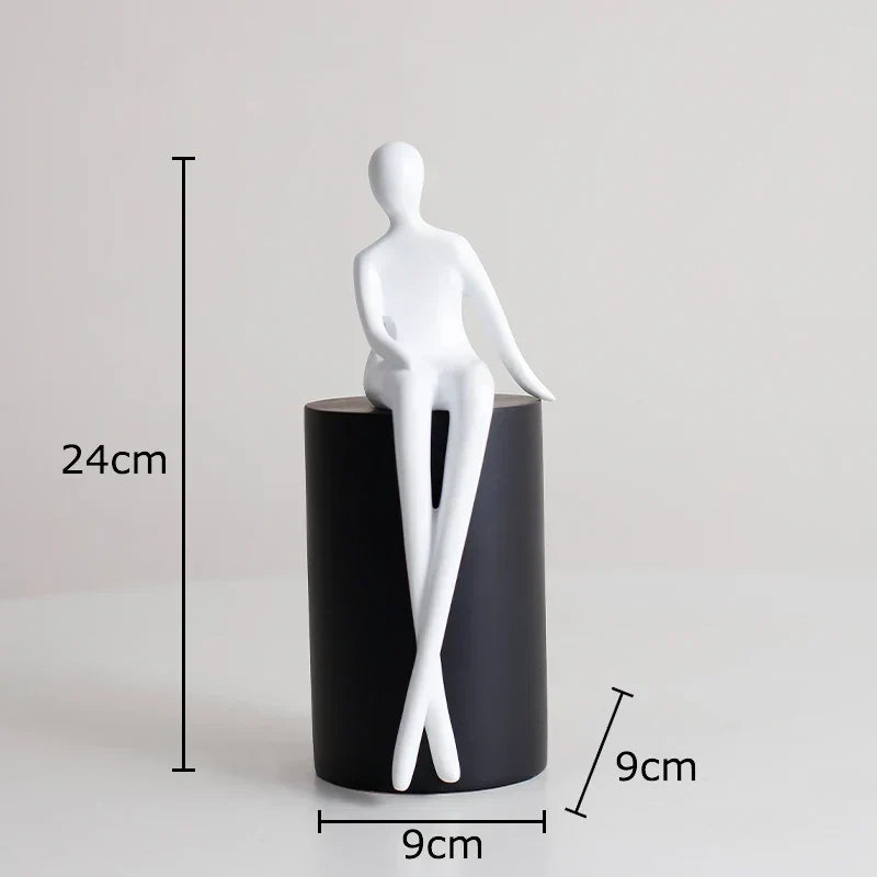 DecorBites™ Geometric Base Character Statue Decor - Resin Sculpture for Aesthetic Room Ornaments