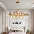 DecorBites™ Crystal LED Chandelier: Luxe Gold Lighting Fixture for Living Room & Kitchen