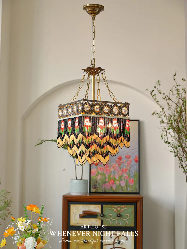 DecorBites™ French Brass Crystal Ceiling Chandelier | Classic European Hanging Lamps