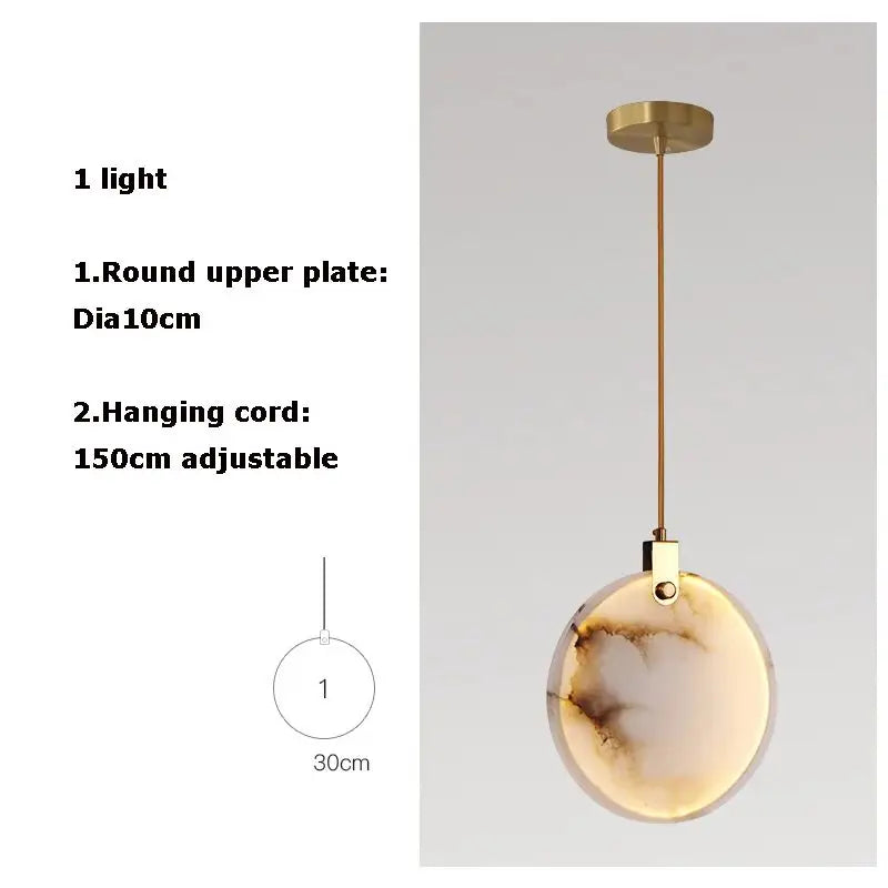 Nordic Marble Pendant Light With Polished Copper Finish