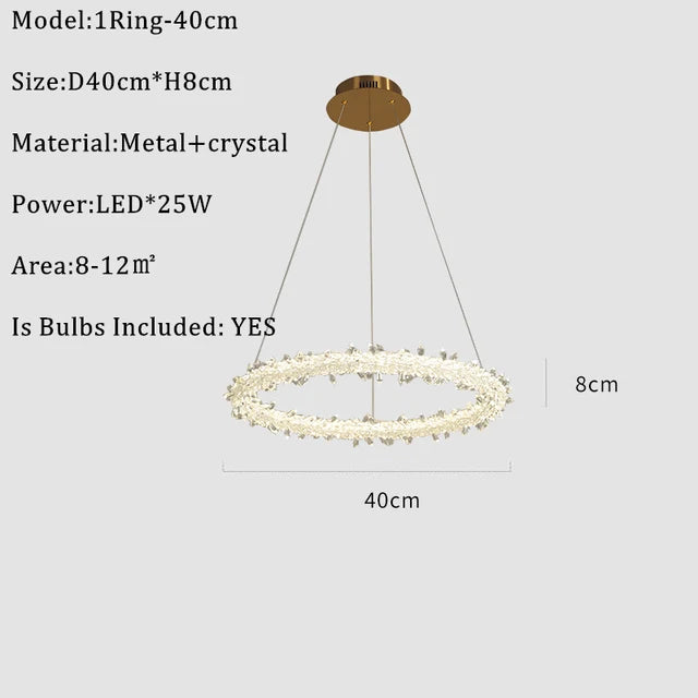 DecorBites™ Lustre rond en cristal K9 : Suspension LED moderne pour la maison, le salon, la chambre, le hall d'entrée
