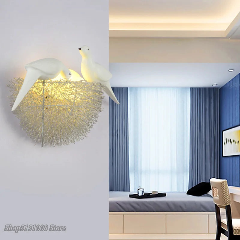 DecorBites™ مصباح جداري عش الطيور الذهبي LED ديكور منزلي حديث إضاءة جدارية