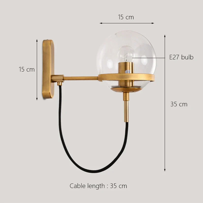 DecorBites™ Glass Shade Wall Sconce Lamps for Hotel Bedroom LED Lights