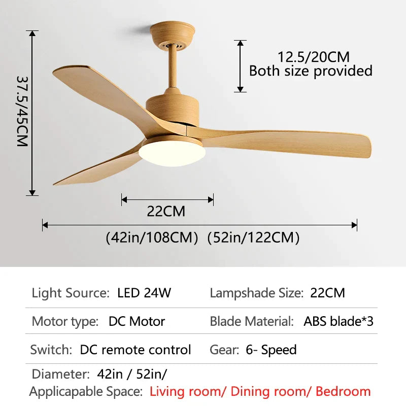 DecorBites™ 3 Blade DC Ceiling Fan with LED Light & Remote Control