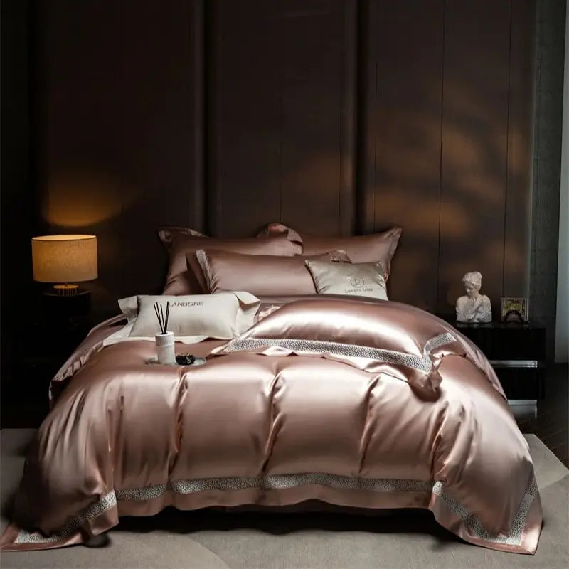 DecorBites™ French Hollow Luxury Bedding Set with Lyocell Cotton Duvet Cover, Sheet & Pillowcases