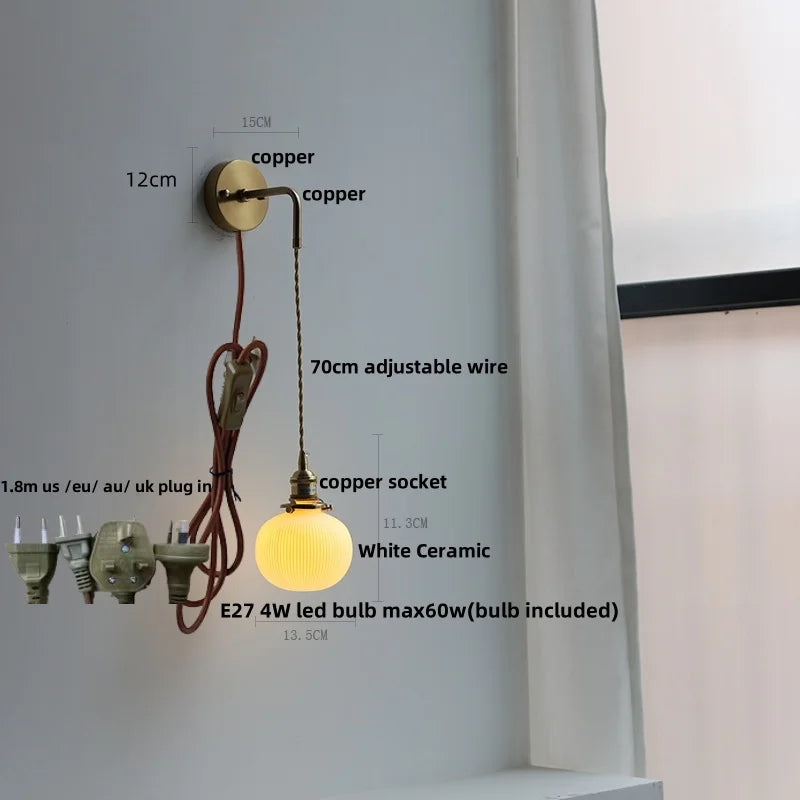 DecorBites™ Clear Glass LED Wall Light | Modern Adjustable Nordic Copper Lamp Fixtures