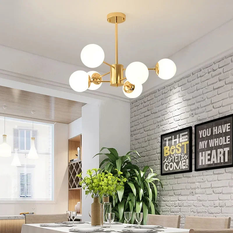 DecorBites™ Adjustable Ball Glass Lustre Chandelier for Living, Dining, Bedroom Lighting
