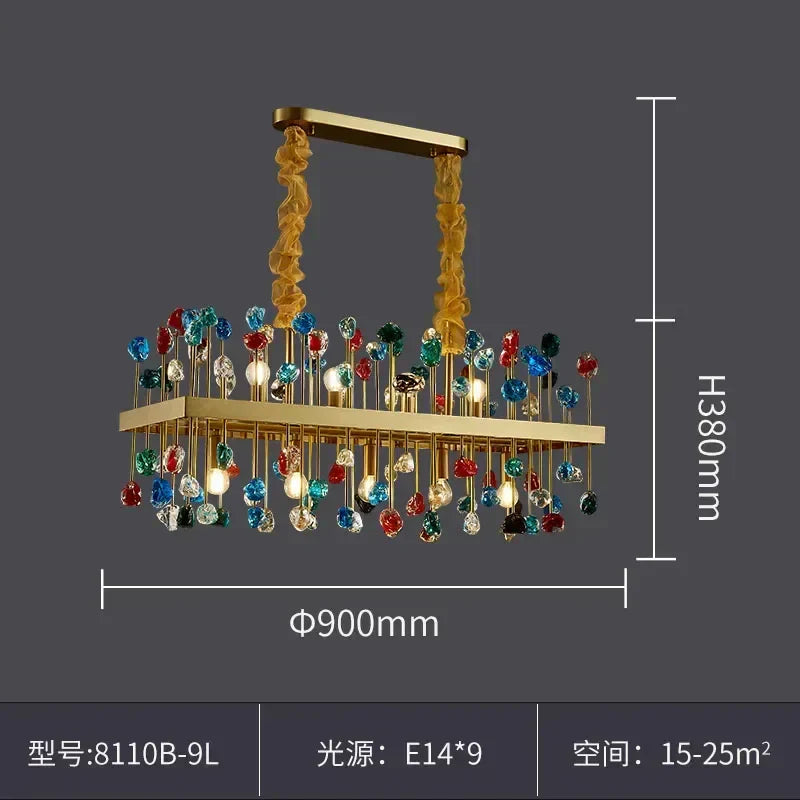 DecorBites™ Colorful Crystal Chandelier LED Dining Room Lighting