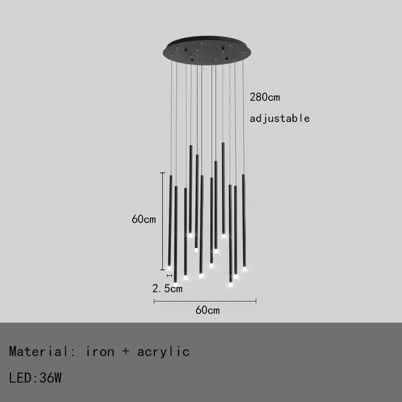 ثريا DecorBites™ LED: إضاءة عصرية بسيطة قابلة للتعديل باللونين الذهبي والأسود لغرفة الطعام