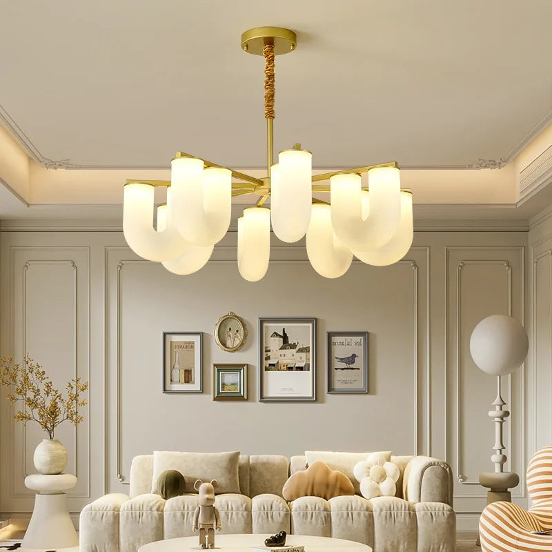 DecorBites™ مصباح أرضي بتصميم U كريمي فرنسي، مصباح LED بتصميم نورديك بسيط لديكور المنزل