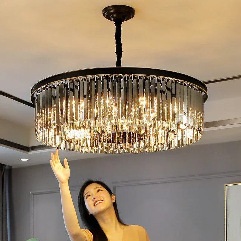 Contemporary Crystal Chain Pendant Light