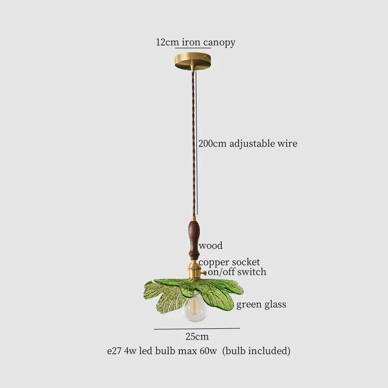 DecorBites™ Copper Wood Glass LED Pendant Lamp - French Minimalist Design for Home Decor