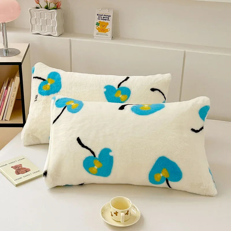 DecorBites™ Cozy Winter Plush Pillowcase: Nordic Printed Milk Velvet Soft Home Decor