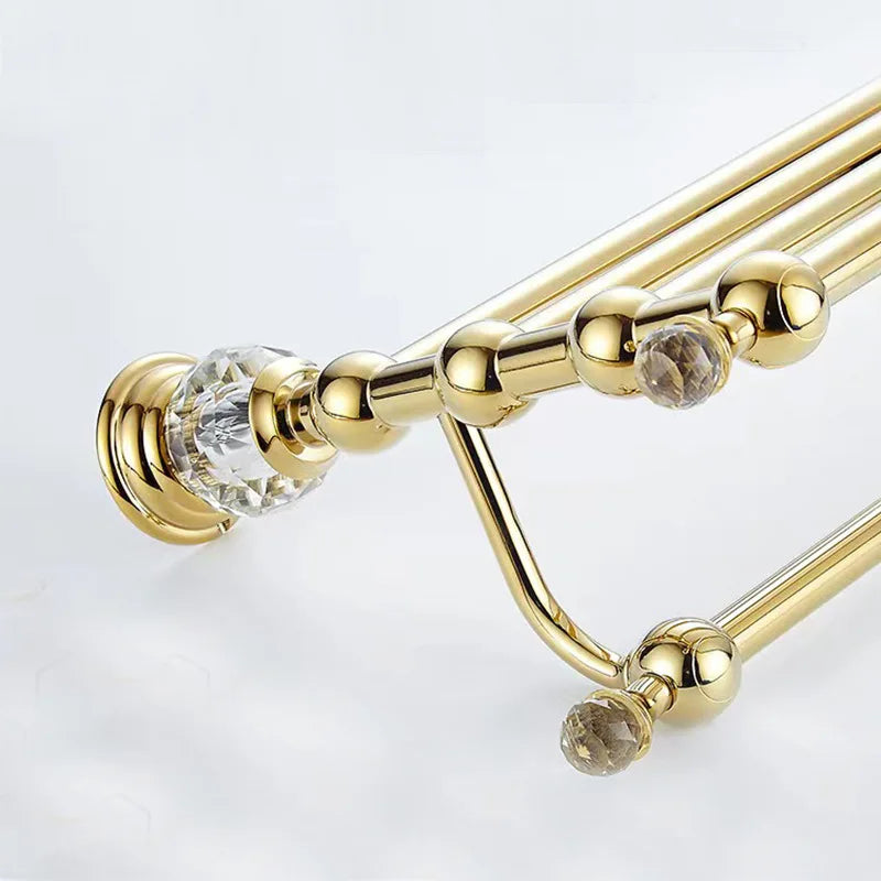 DecorBites™ Crystal Bathroom Towel Rack: European Style Hardware Bath Organizer
