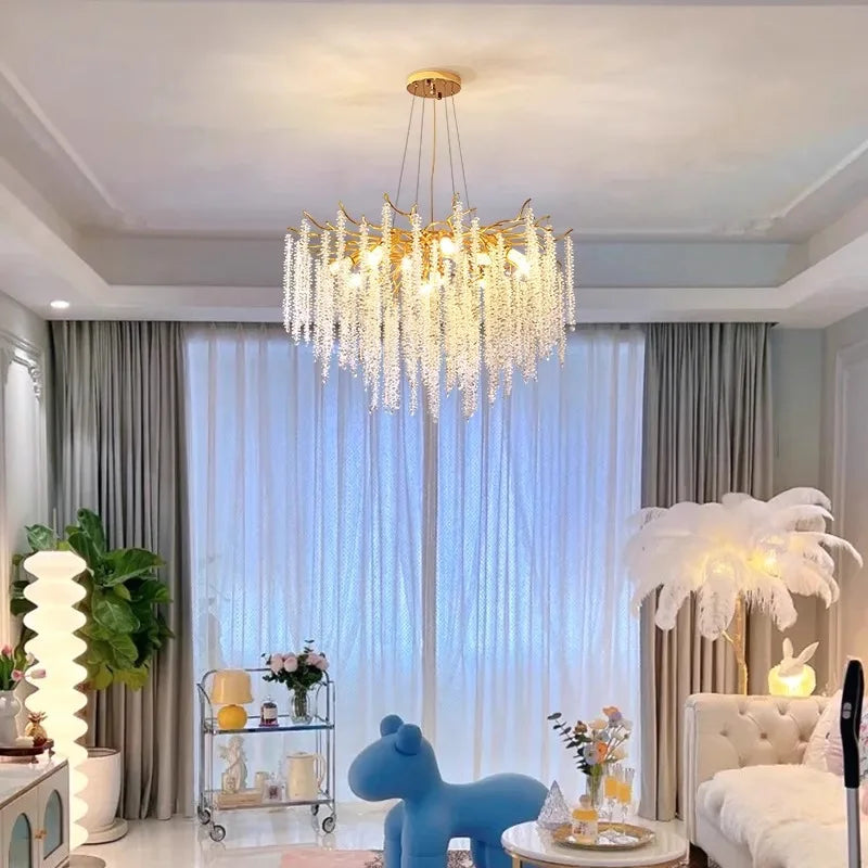 DecorBites™ Crystal Tassel Chandelier Luxury Pendant for Home, Living Room, Dining Room, Hotel Hall