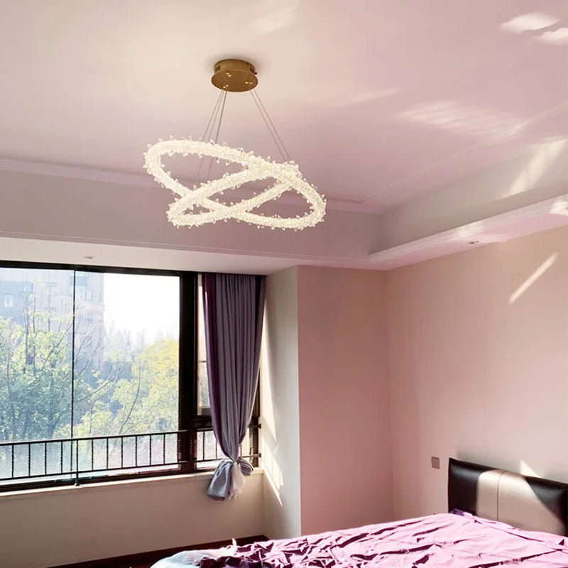 مصباح معلق كريستالي فاخر من DecorBites™ - مصباح دائري LED قابل للتعتيم بتصميم آرت ديكو