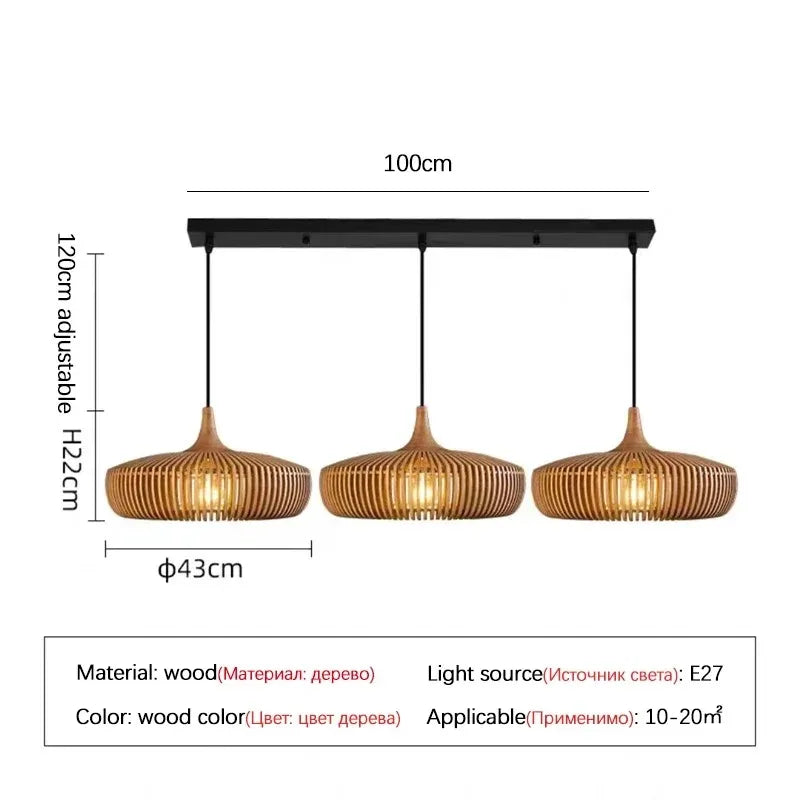 Wabi-Sabi Hollowed Wood Pendant Light in Brown