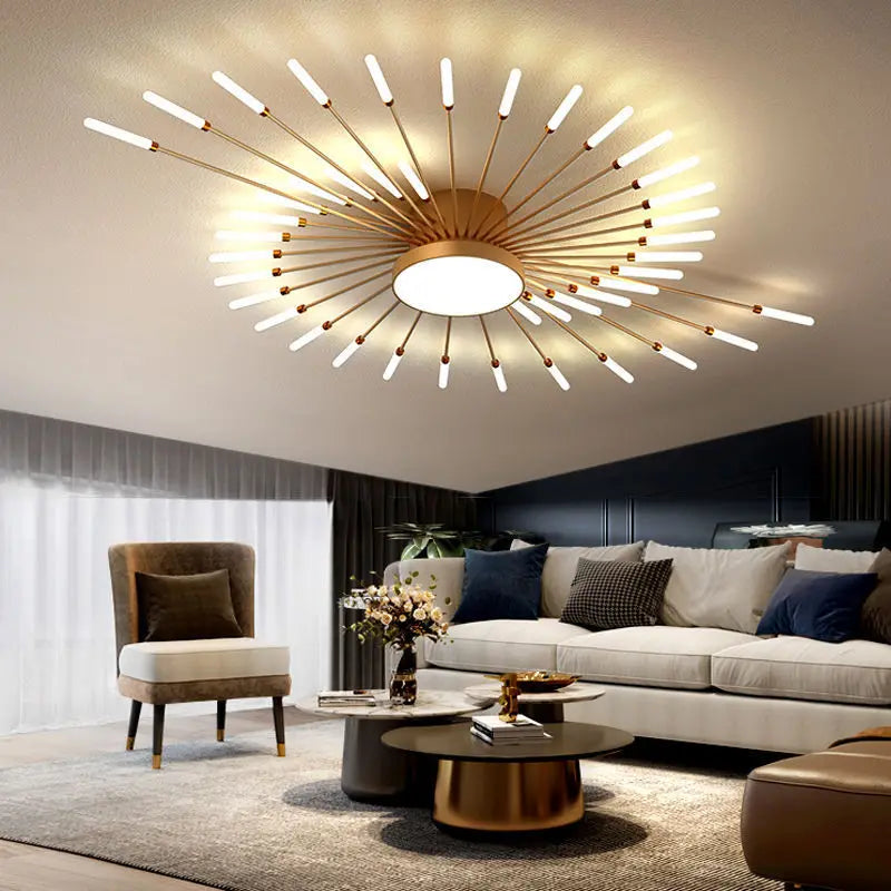 DecorBites™ ثريا الألعاب النارية LED: تركيبات إضاءة متدلية حديثة لغرفة المعيشة وغرفة النوم على الطراز الاسكندنافي