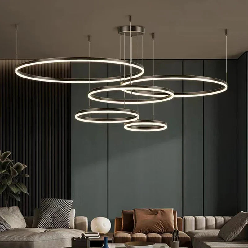 DecorBites™ Gold Ring Pendant Lights Circle Acrylic LED Ceiling Lamp